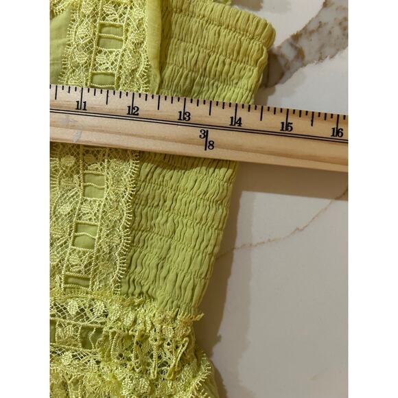 Free People FP One Verona Mini Dress SZM Lace Square Neck Romantic Yellow - Picture 9 of 10